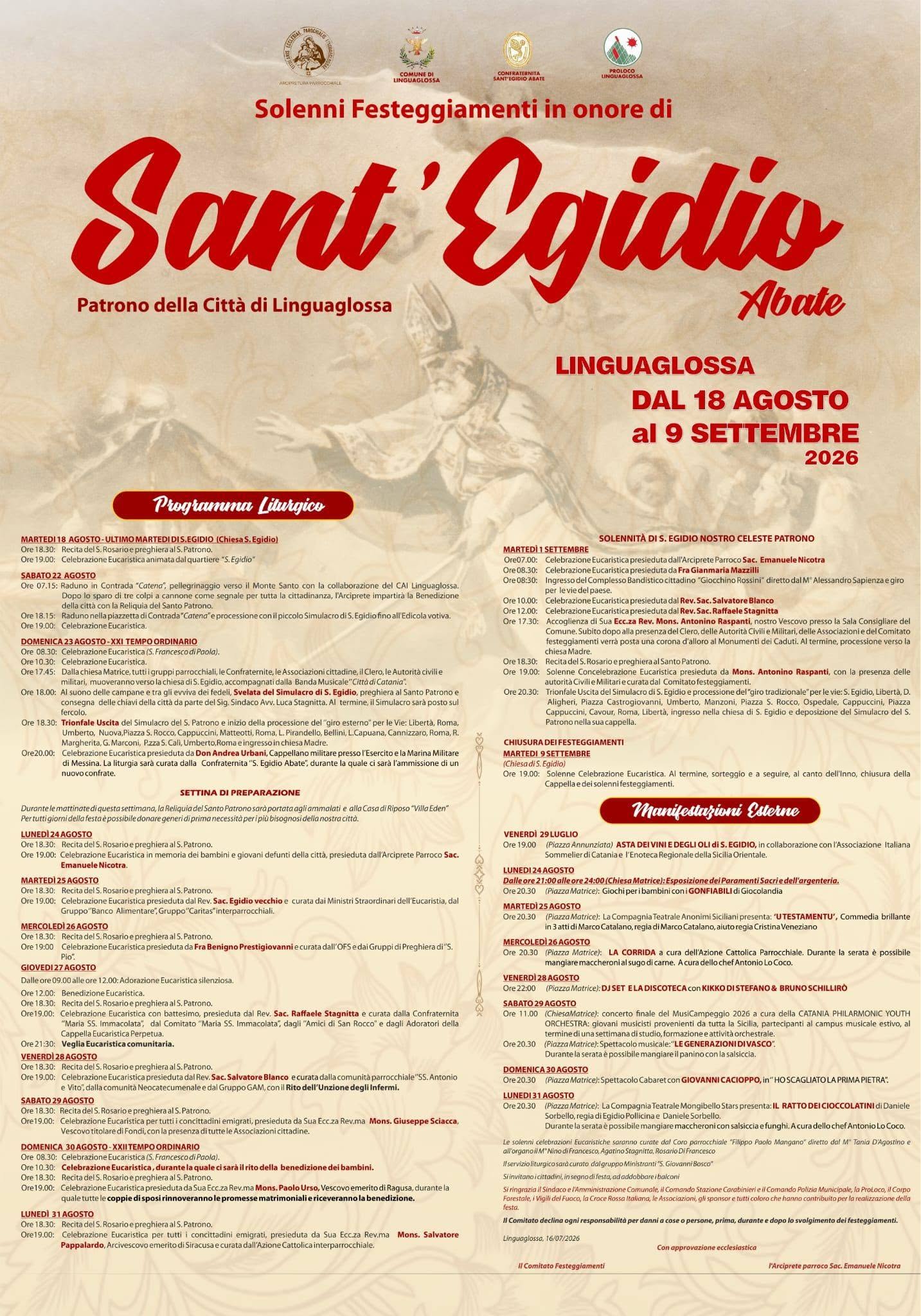Sant’Egidio Abate Linguaglossa – 2026